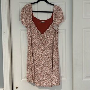 Abercrombie & Fitch Red and White Puff Sleeve Mini Dress